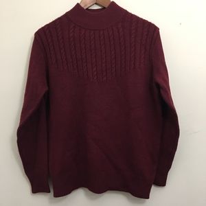 Vintage Maroon Dark Red Faux Turtleneck Sweater